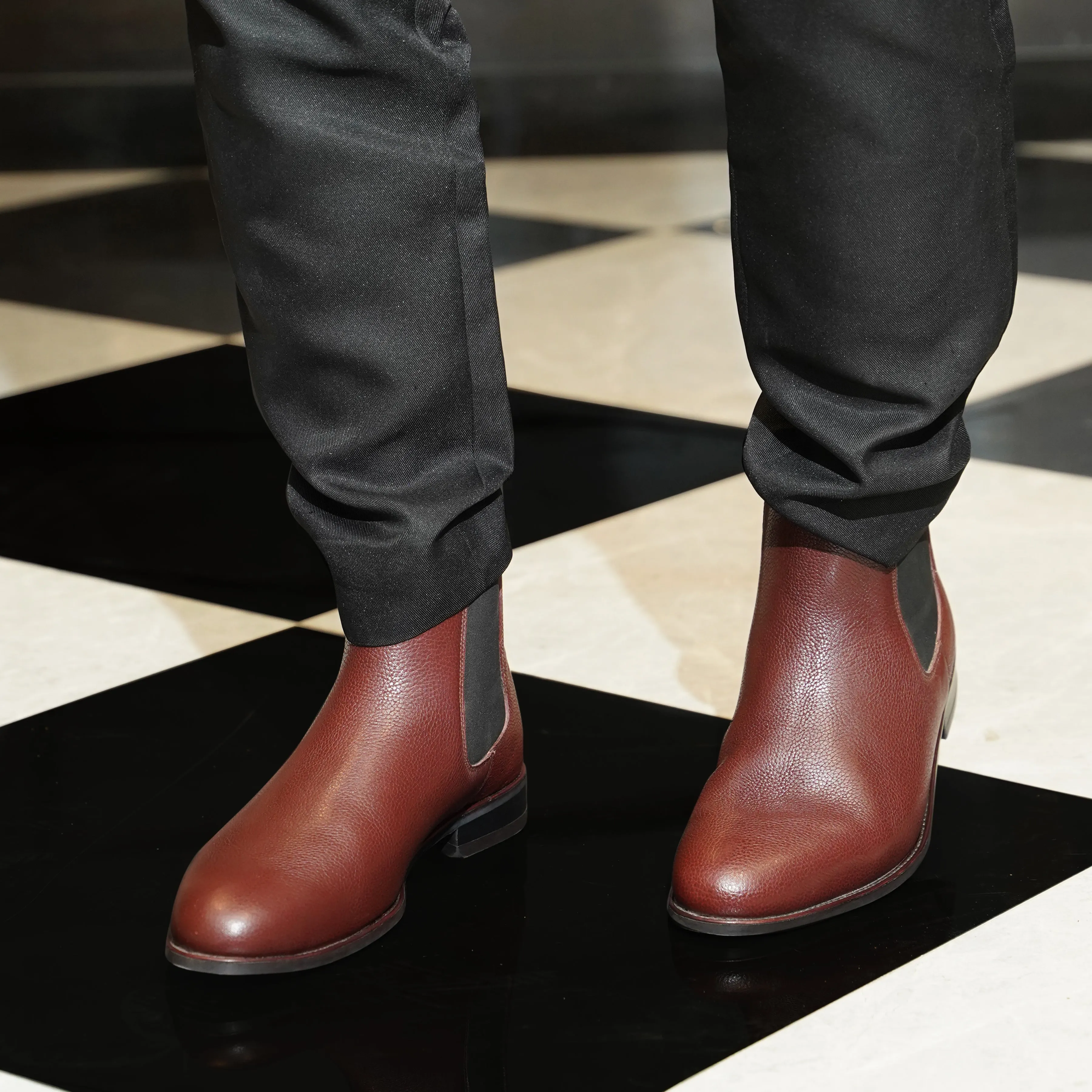 Camellia - Men's Oxblood Pebble Grain Leather Chelsea Boot