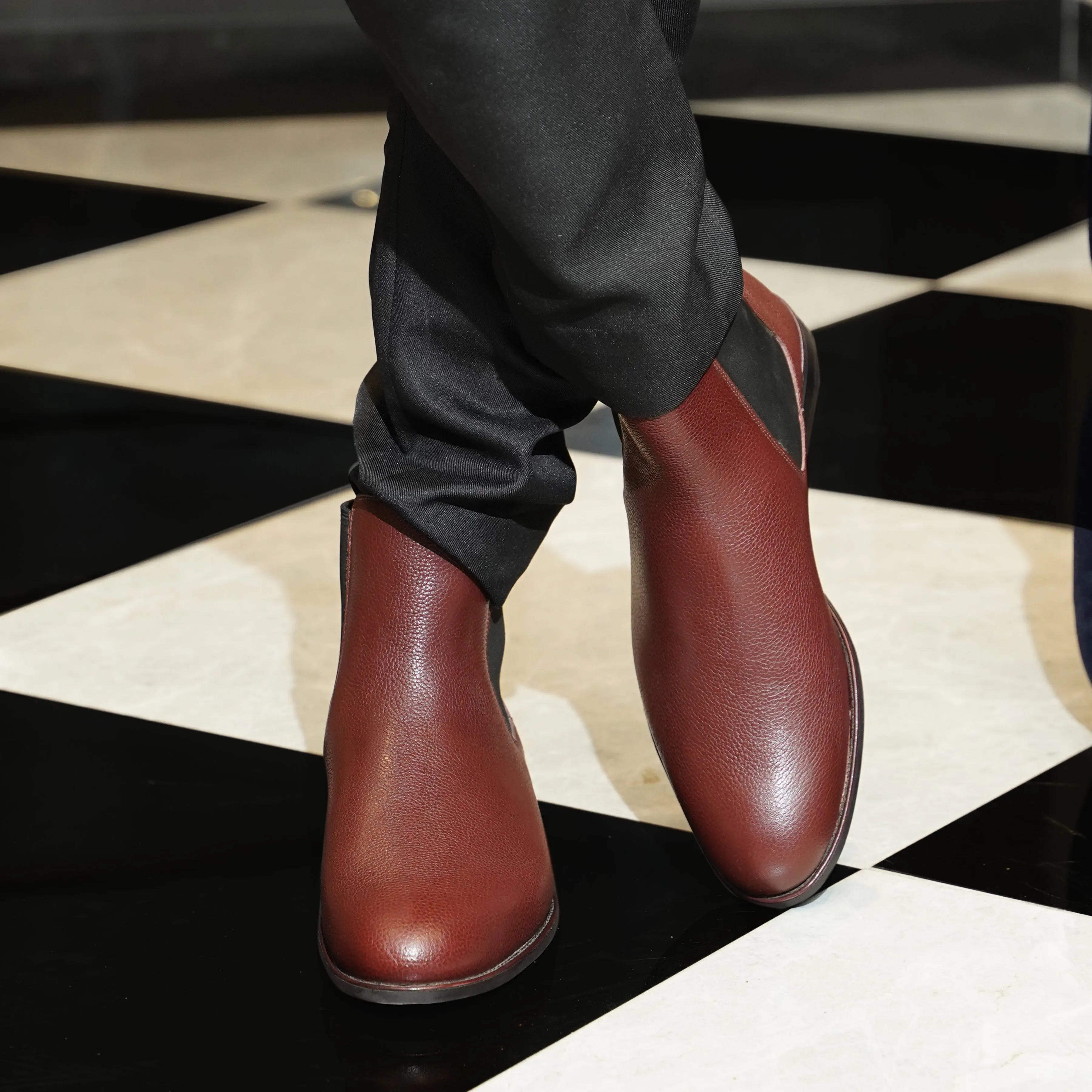 Camellia - Men's Oxblood Pebble Grain Leather Chelsea Boot