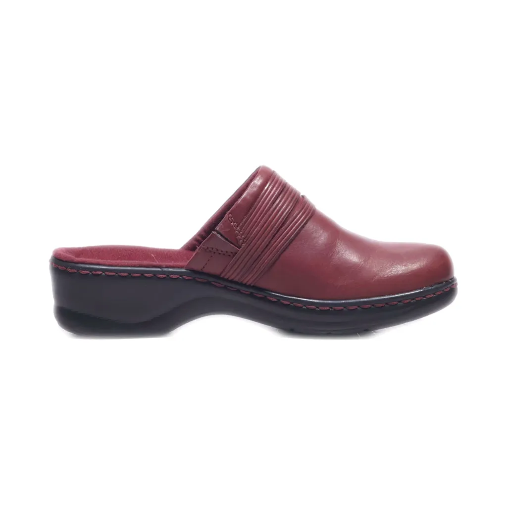 Clarks Mules Leather Maroon Colour For Women