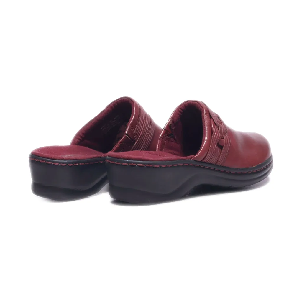 Clarks Mules Leather Maroon Colour For Women