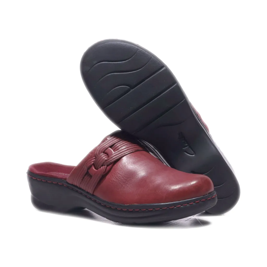 Clarks Mules Leather Maroon Colour For Women