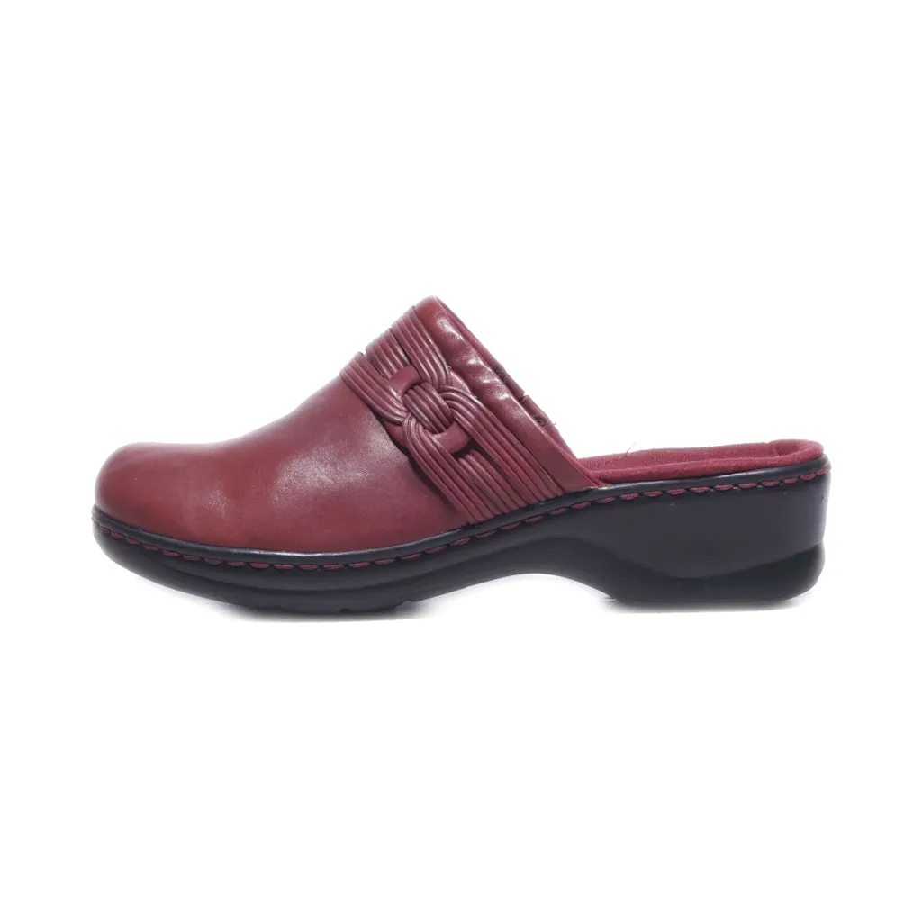 Clarks Mules Leather Maroon Colour For Women