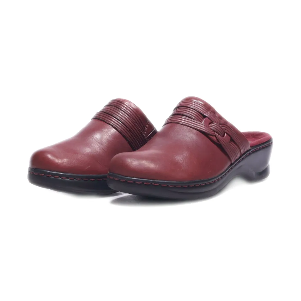 Clarks Mules Leather Maroon Colour For Women