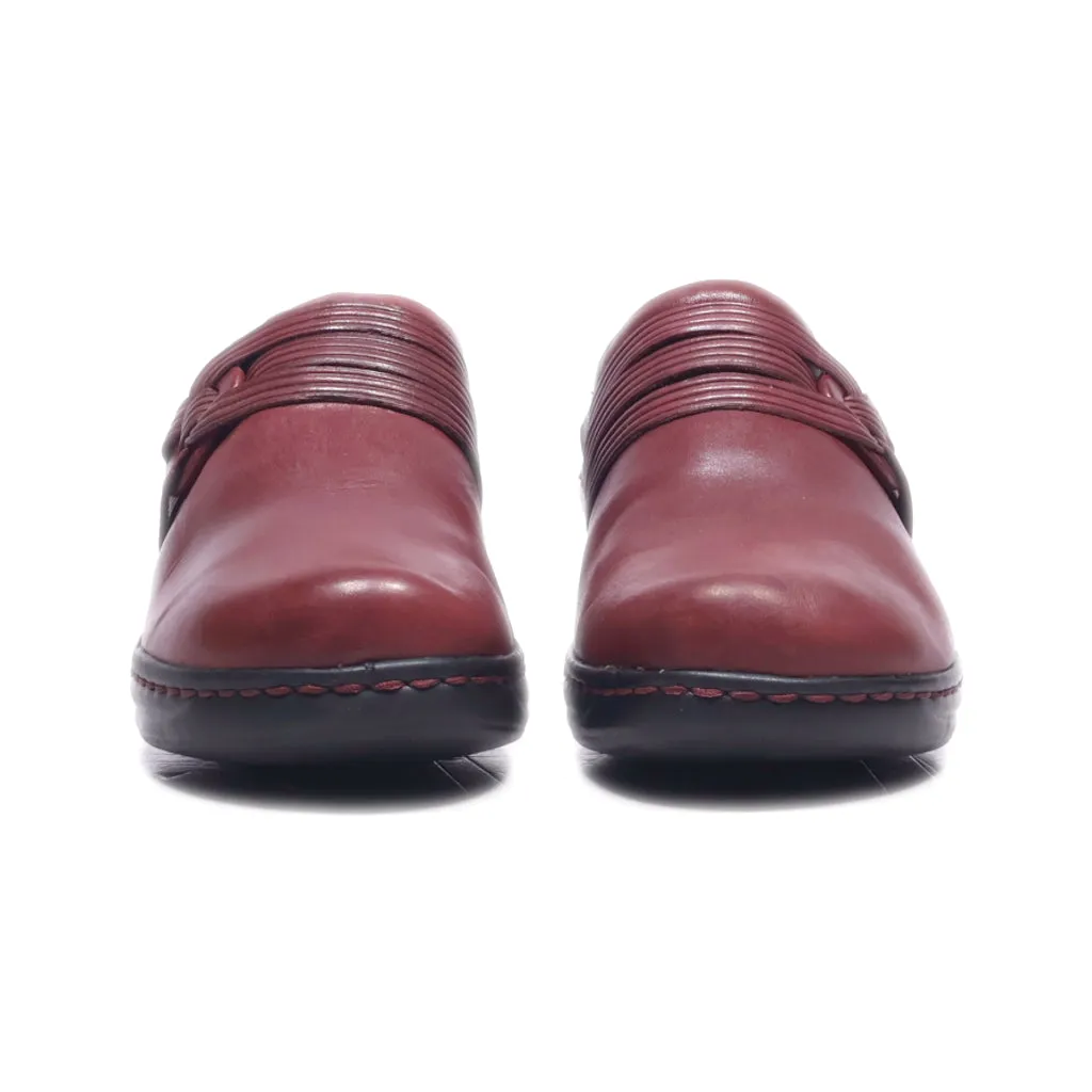 Clarks Mules Leather Maroon Colour For Women