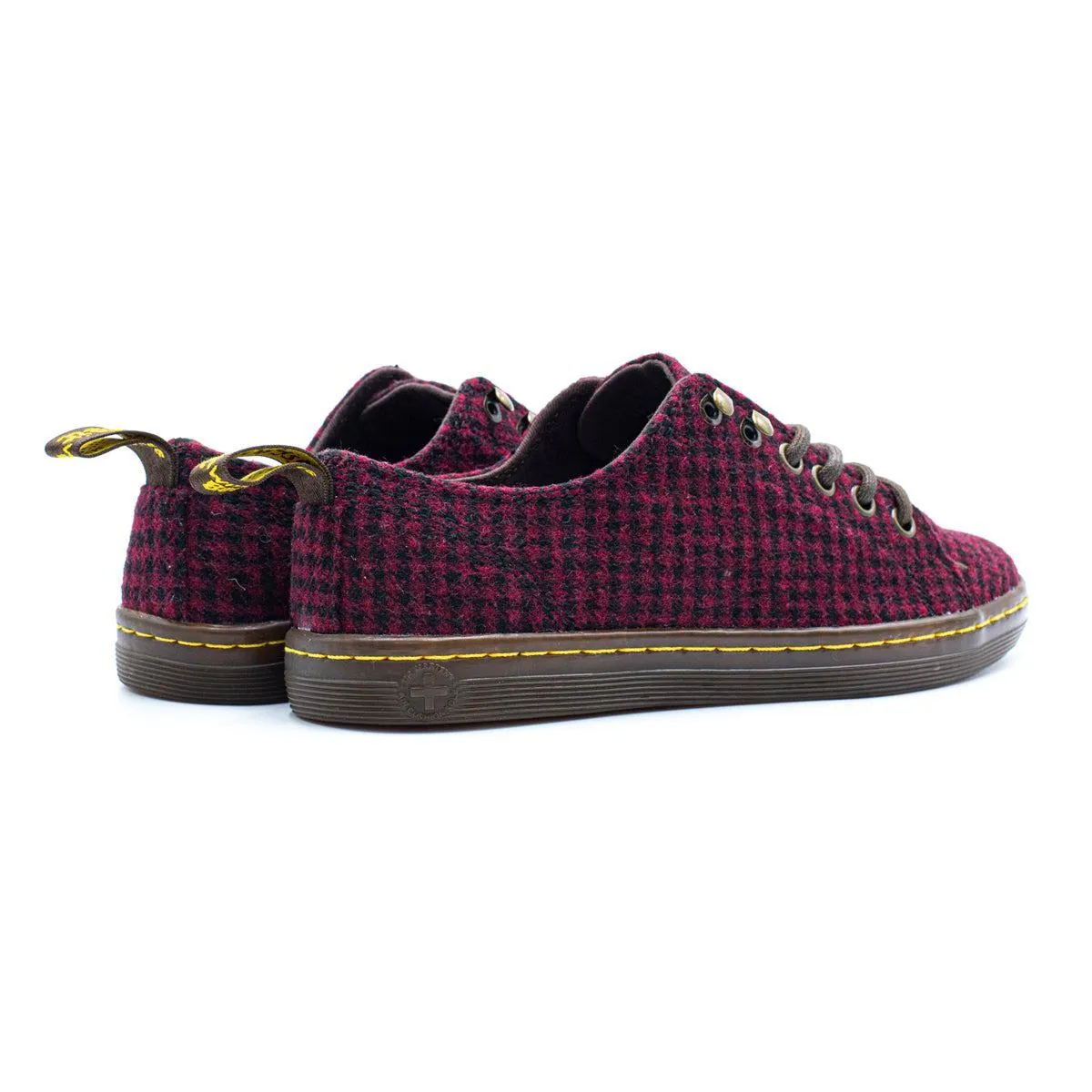 Dr. Martens Samira Air Wair Plaid Check Wool Lace Ups Canvas Burgundy Colour For Women