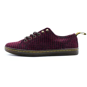 Dr. Martens Samira Air Wair Plaid Check Wool Lace Ups Canvas Burgundy Colour For Women