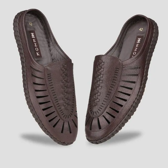 Ezok Brown Casual Leather Shoes For Men