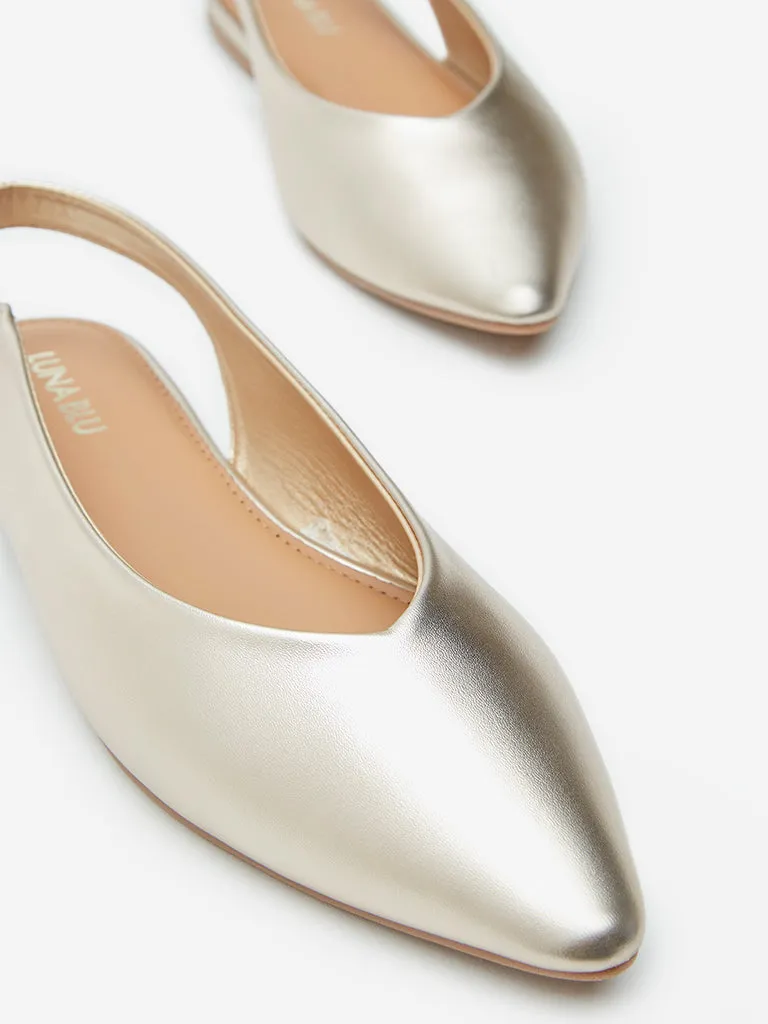 LUNA BLU Gold Slingback Shoes