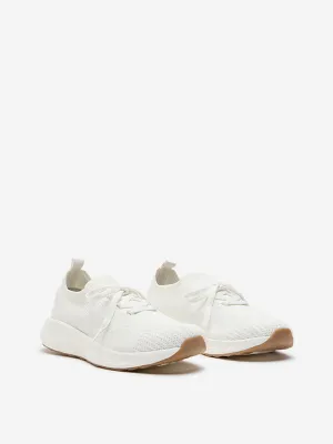 LUNA BLU White Knit-Textured Lace-Up Shoes