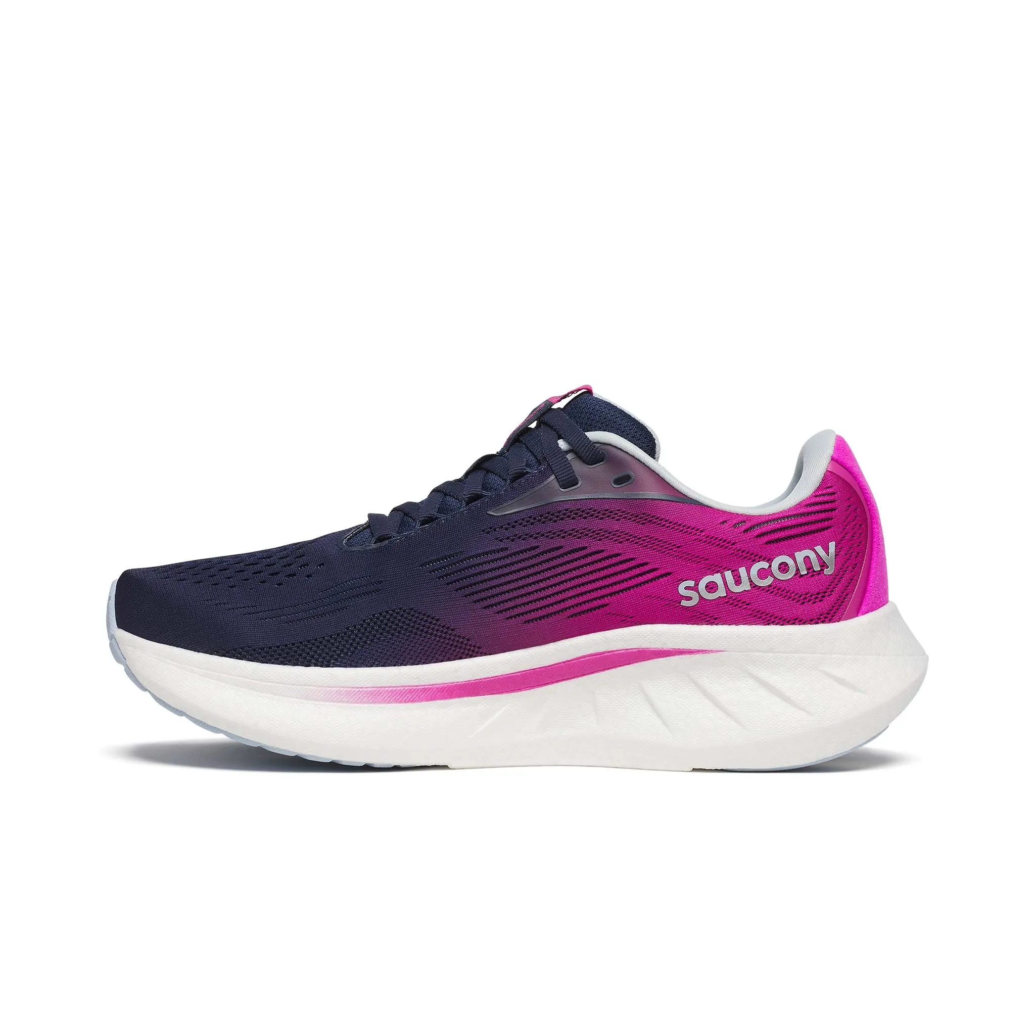 Saucony | Women's Ride 18 Running Shoes - Navy/Fuchsia