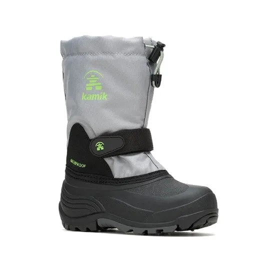 Waterbug5 Kid's Waterproof Snow Boot - Grey/Lime