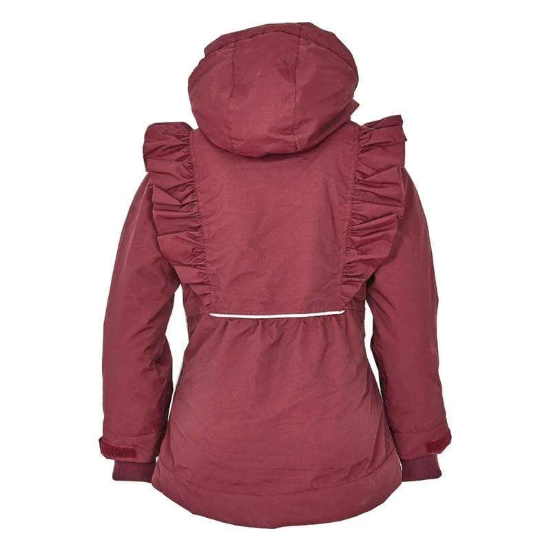 Waterproof Winter Jacket with Ruffles: Cordovan