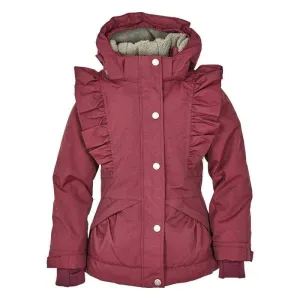 Waterproof Winter Jacket with Ruffles: Cordovan